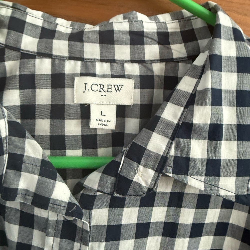 J. Crew Factory Long Sleeve Gingham Women's Blouse Shirt Size L - Picture 8 of 8